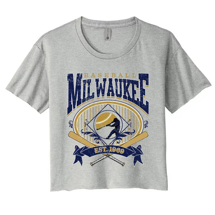 Vintage Retro Milwaukee Baseball Women's Crop Top Tee