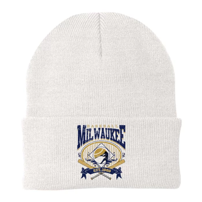 Vintage Retro Milwaukee Baseball Knit Cap Winter Beanie