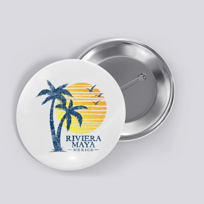 Vintage Riviera Maya Mexico Souvenir Beach Sunset Button