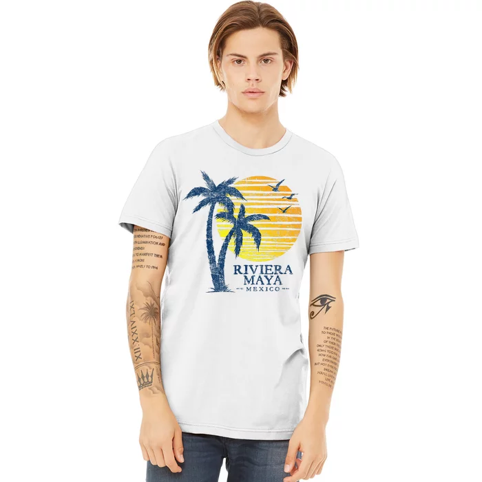 Vintage Riviera Maya Mexico Souvenir Beach Sunset Premium T-Shirt