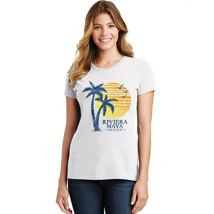 Vintage Riviera Maya Mexico Souvenir Beach Sunset Women's T-Shirt