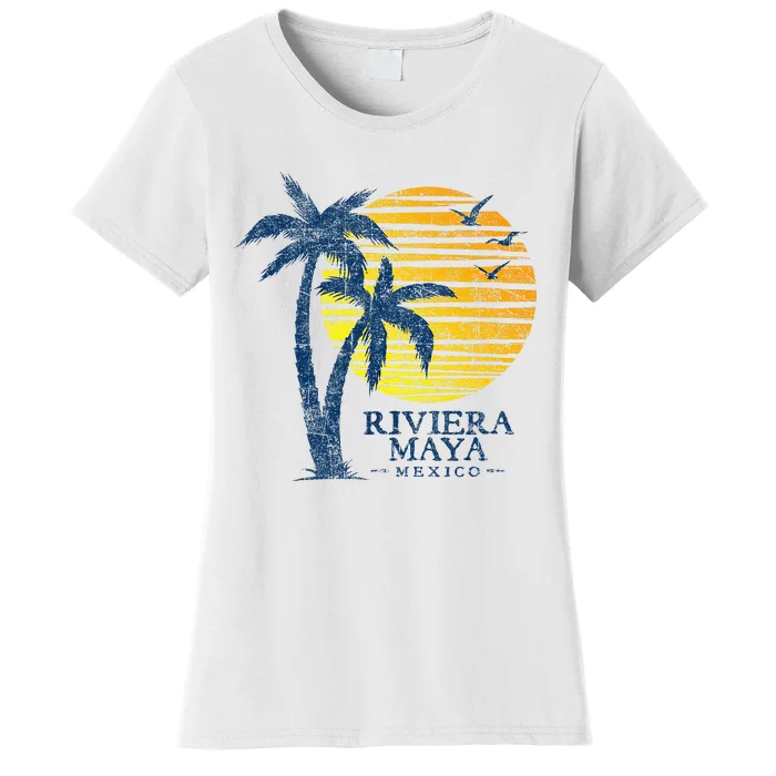 Vintage Riviera Maya Mexico Souvenir Beach Sunset Women's T-Shirt