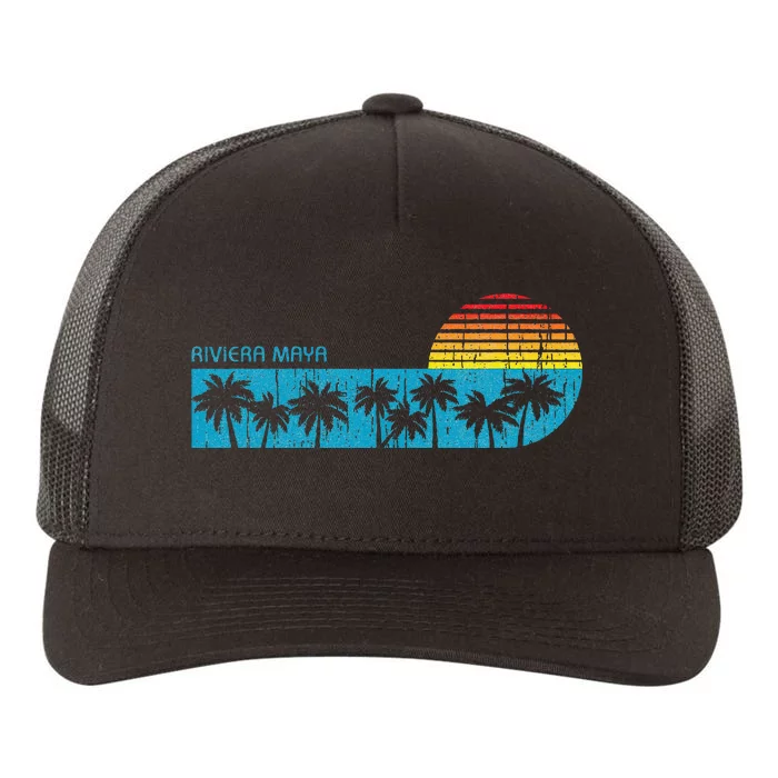 Vintage Riviera Maya Mexico Beach Sunset Vacation Souvenir Yupoong Adult 5-Panel Trucker Hat