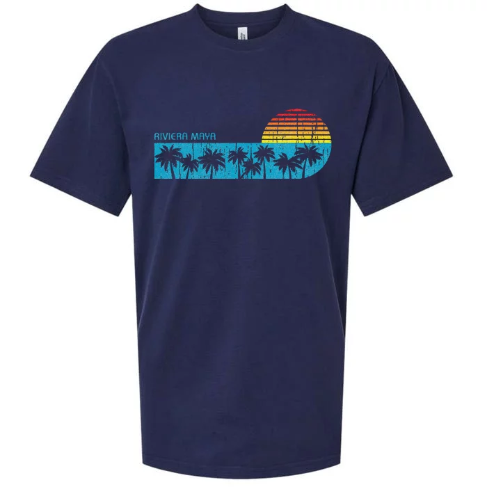 Vintage Riviera Maya Mexico Beach Sunset Vacation Souvenir Sueded Cloud Jersey T-Shirt