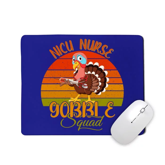 Vintage Retro Nicu Nurse Gobble Squad Thanksgiving Turkey Gift Mousepad