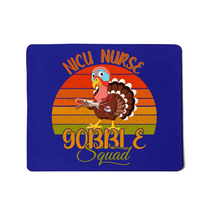 Vintage Retro Nicu Nurse Gobble Squad Thanksgiving Turkey Gift Mousepad