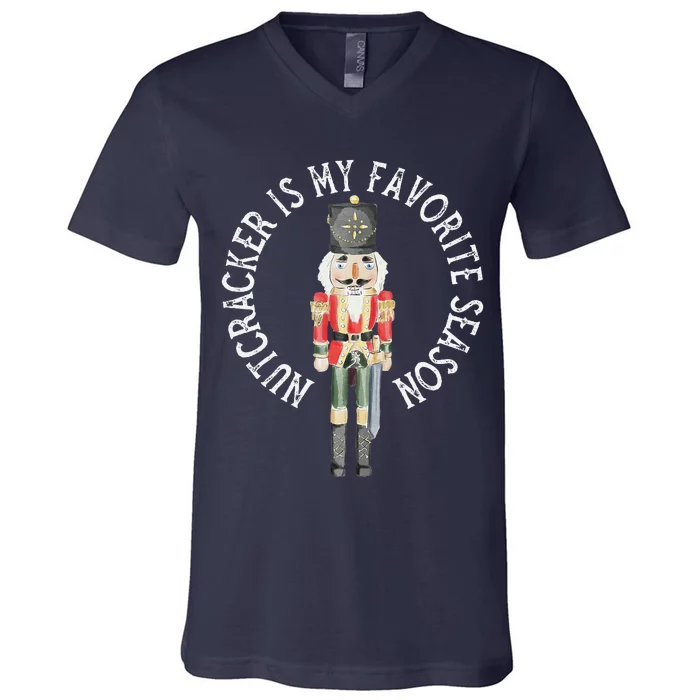 Vintage Retro Nutcracker Is My Favorite Season Christmas V-Neck T-Shirt