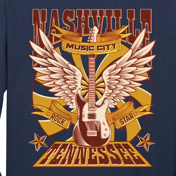 Vintage Retro Nashville Tennessee Music City Rock Star Tall Long Sleeve T-Shirt