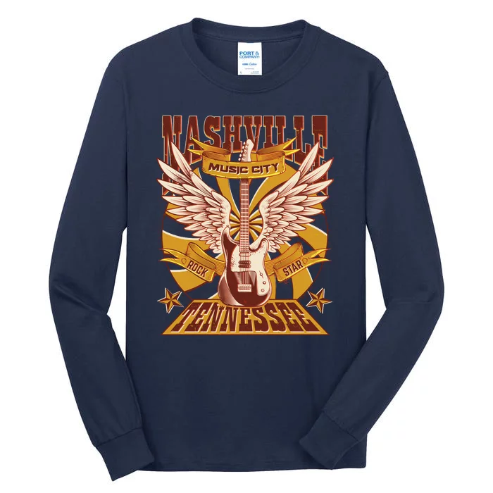 Vintage Retro Nashville Tennessee Music City Rock Star Tall Long Sleeve T-Shirt