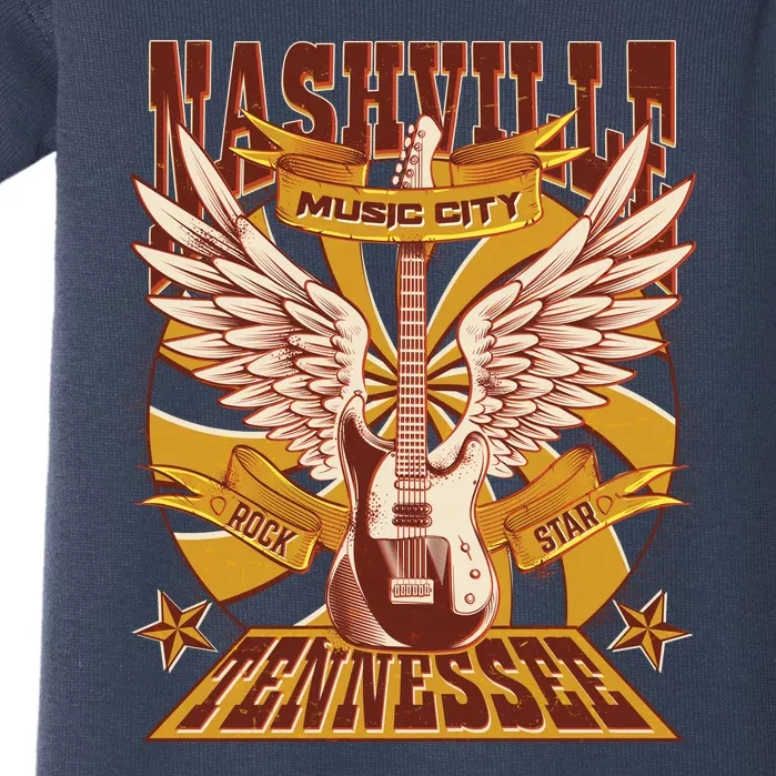 Vintage Retro Nashville Tennessee Music City Rock Star Baby Bodysuit