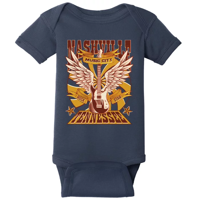 Vintage Retro Nashville Tennessee Music City Rock Star Baby Bodysuit