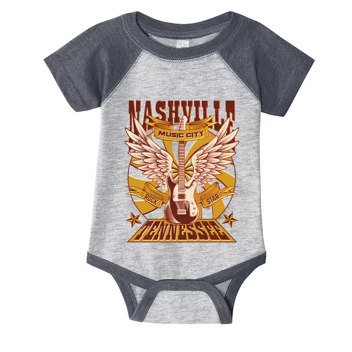 Vintage Retro Nashville Tennessee Music City Rock Star Infant Baby Jersey Bodysuit