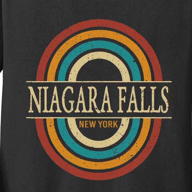 Vintage Retro Niagara Falls Ny New York Souvenir Kids Long Sleeve Shirt