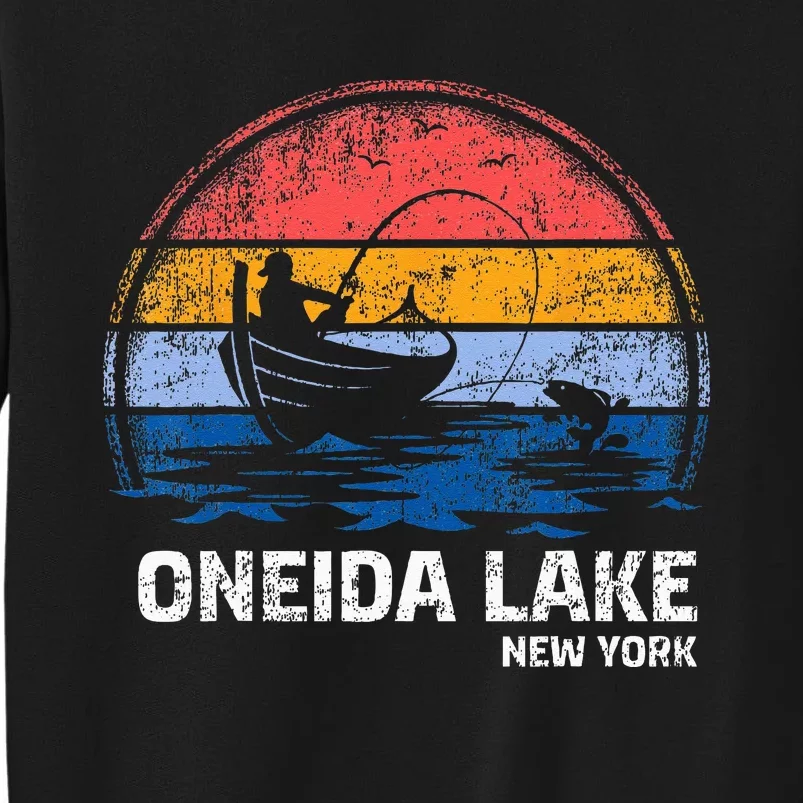 Vintage Retro New York Oneida Lake Summer Fishing Tall Sweatshirt