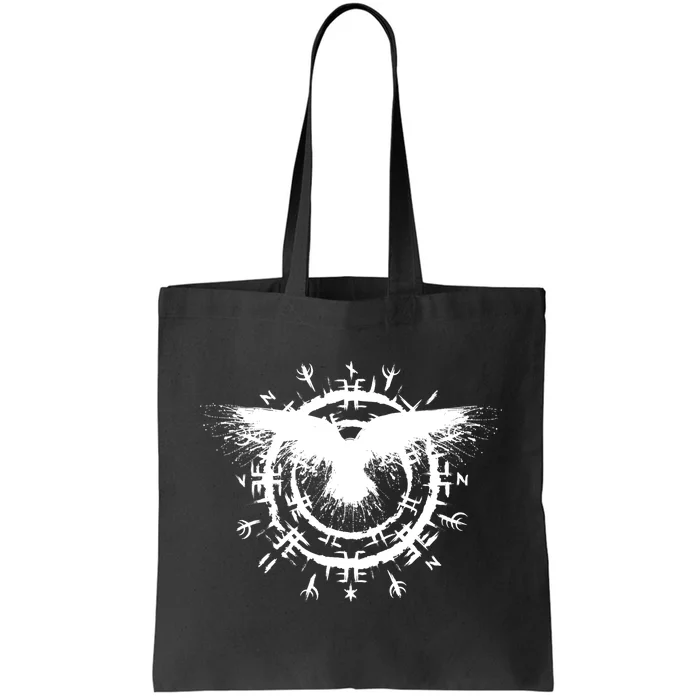 Viking Raven, Nordic Compass, Norse Runes, Viking Warrior Tote Bag