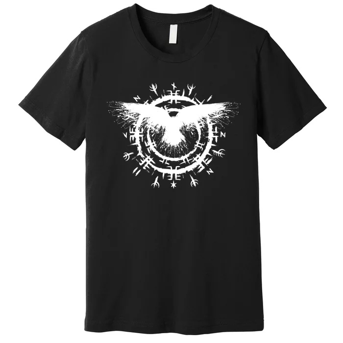 Viking Raven, Nordic Compass, Norse Runes, Viking Warrior Premium T-Shirt