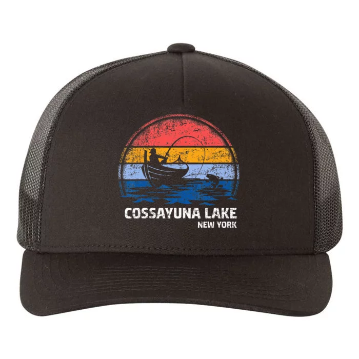 Vintage Retro New York Cossayuna Lake Summer Fishing Yupoong Adult 5-Panel Trucker Hat