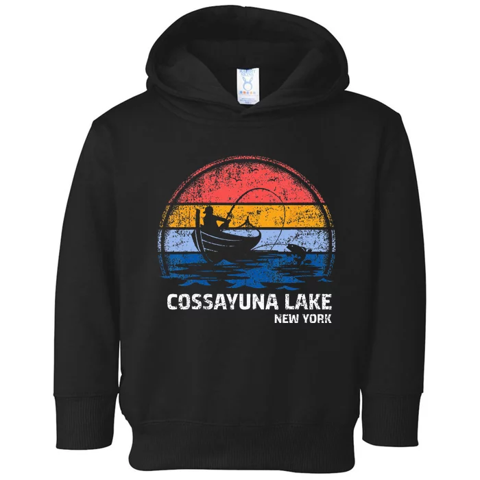 Vintage Retro New York Cossayuna Lake Summer Fishing Toddler Hoodie