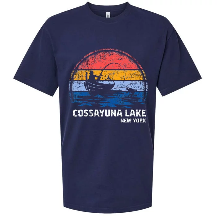 Vintage Retro New York Cossayuna Lake Summer Fishing Sueded Cloud Jersey T-Shirt