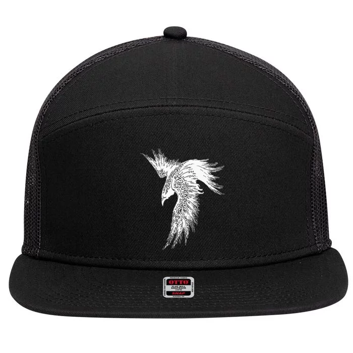 Viking Raven Norse Mythology Beautiful Art Symbols 7 Panel Mesh Trucker Snapback Hat