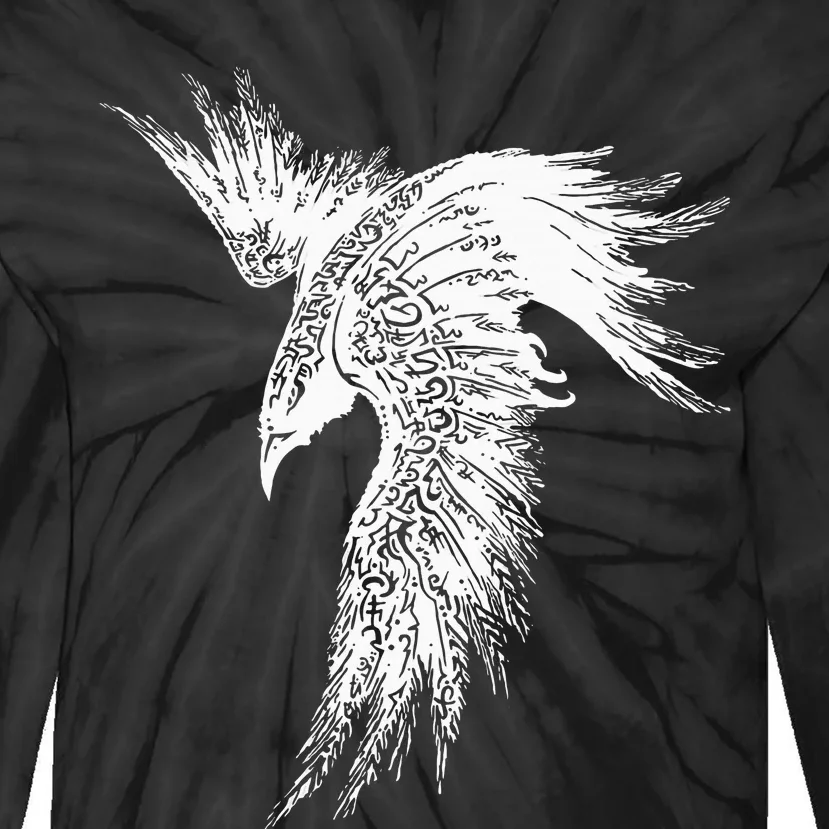 Viking Raven Norse Mythology Beautiful Art Symbols Tie-Dye Long Sleeve Shirt