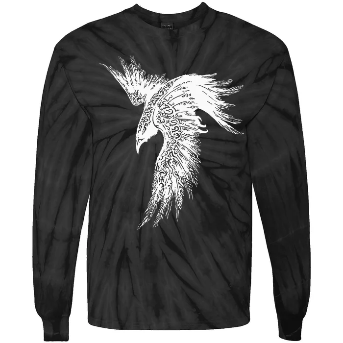 Viking Raven Norse Mythology Beautiful Art Symbols Tie-Dye Long Sleeve Shirt