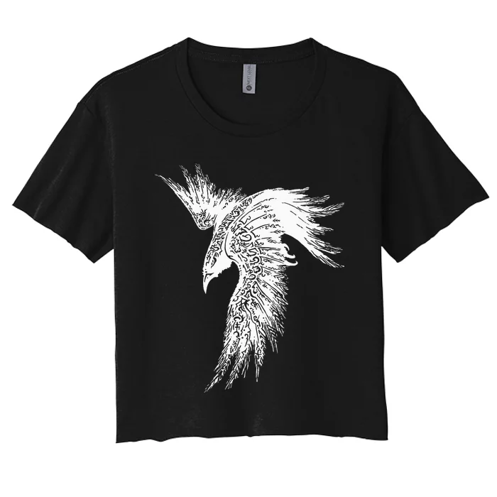 Viking Raven Norse Mythology Beautiful Art Symbols Women's Crop Top Tee