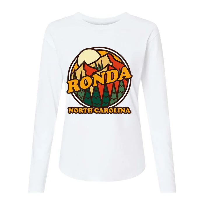 Vintage Ronda North Carolina Mountain Hiking Souvenir Womens Cotton Relaxed Long Sleeve T-Shirt