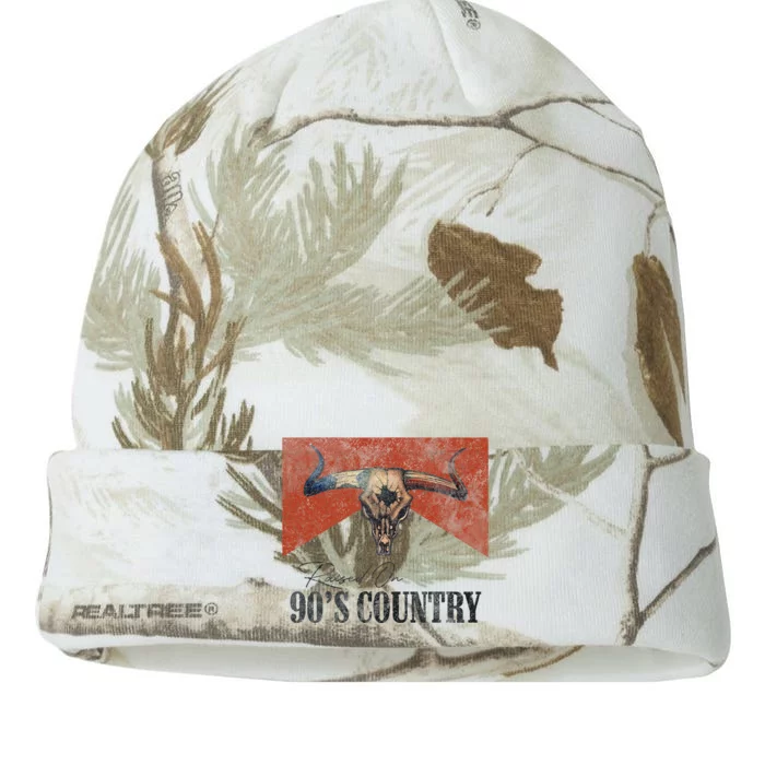 Vintage Raised On 90S Country Music Bull Skull Western Kati - 12in Camo Beanie