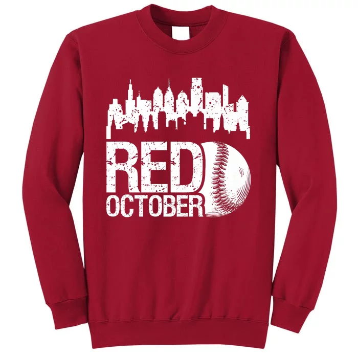 Vintage Red October Philly_ Baseball Retro Skyline Tall Sweatshirt