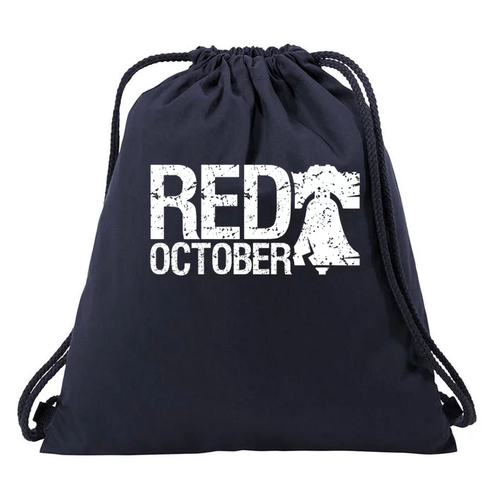 Vintage Red October Philly_ Philadelphia Retro Drawstring Bag