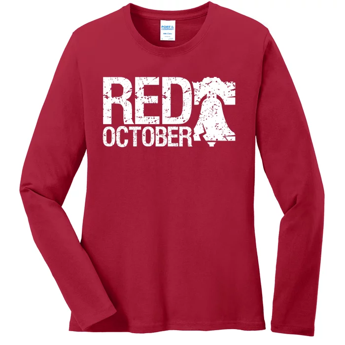 Vintage Red October Philly_ Philadelphia Retro Ladies Long Sleeve Shirt