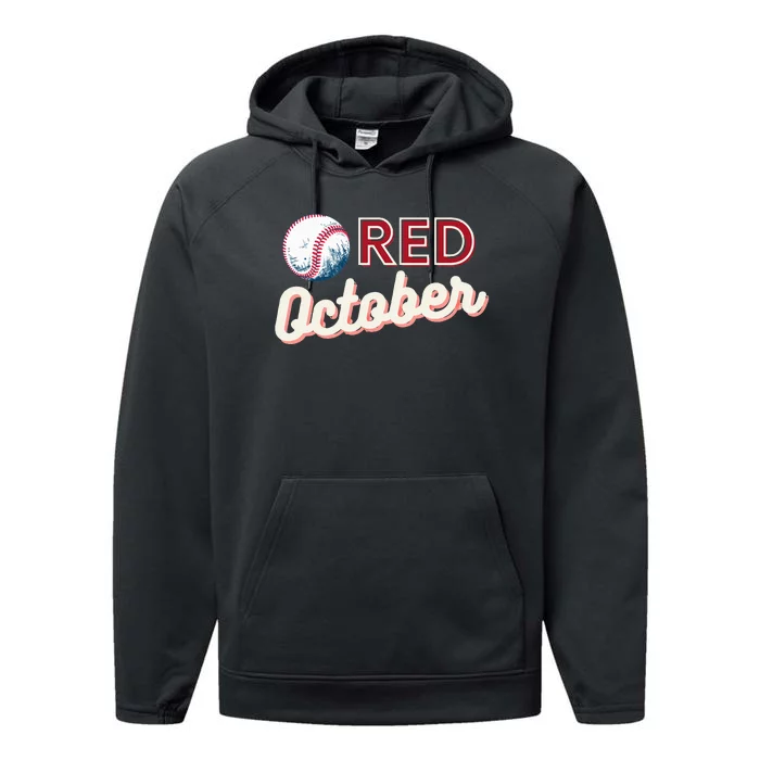 Vintage Red October Philly Philadelphia Baseball Performance Fleece Hoodie