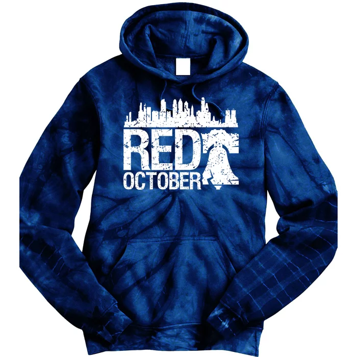 Vintage Red October Philadelphia Skyline Baseball Tie Dye Hoodie