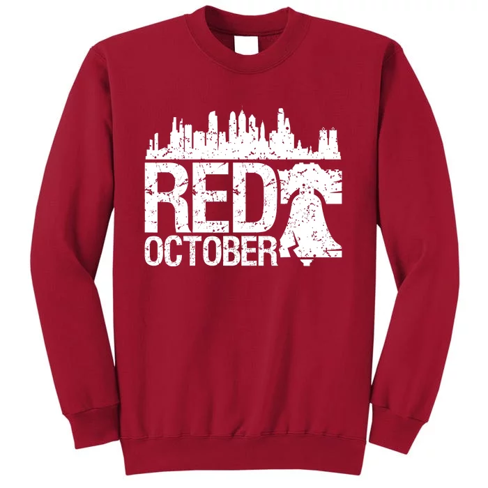 Vintage Red October Philadelphia Skyline Baseball Tall Sweatshirt