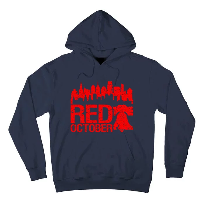 Vintage Red October Philadelphia Skyline Baseball Tall Hoodie