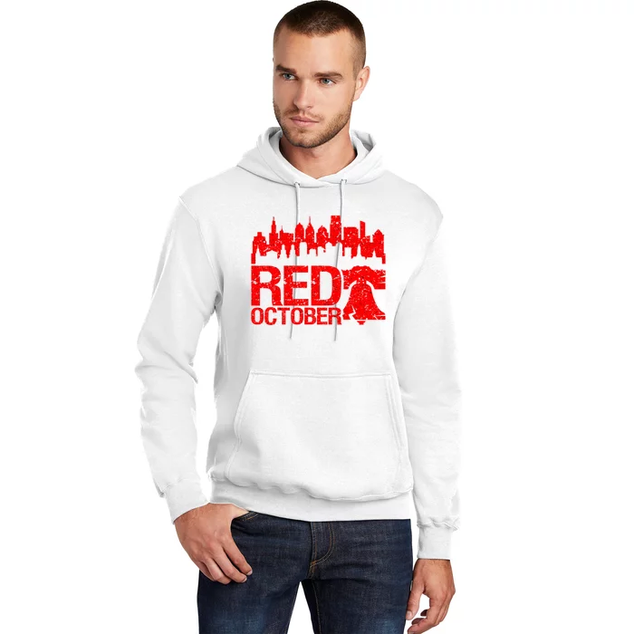 Vintage Red October Philadelphia Skyline Baseball Hoodie