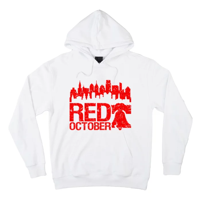 Vintage Red October Philadelphia Skyline Baseball Hoodie