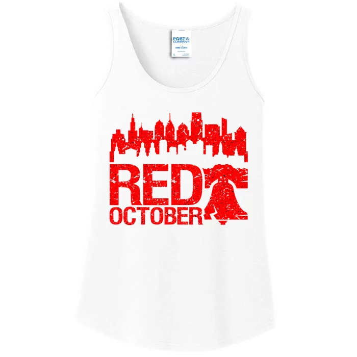 Vintage Red October Philadelphia Skyline Baseball Ladies Essential Tank