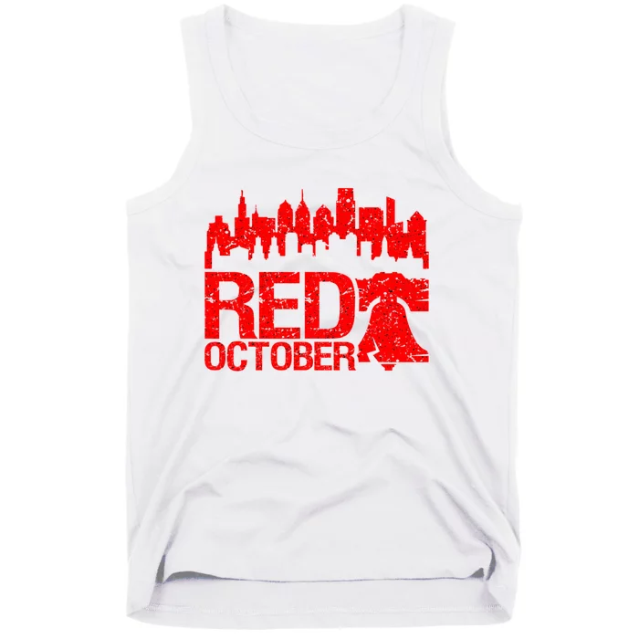 Vintage Red October Philadelphia Skyline Baseball Tank Top