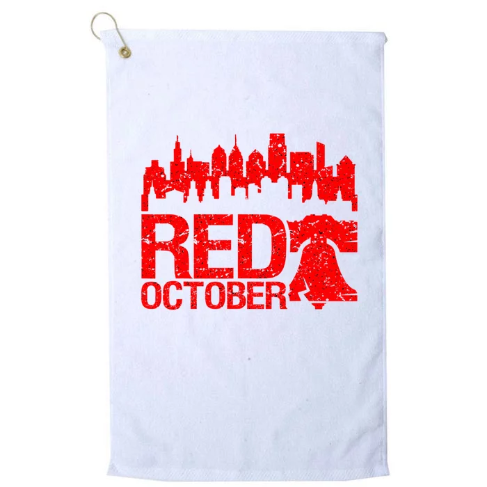 Vintage Red October Philadelphia Skyline Baseball Platinum Collection Golf Towel