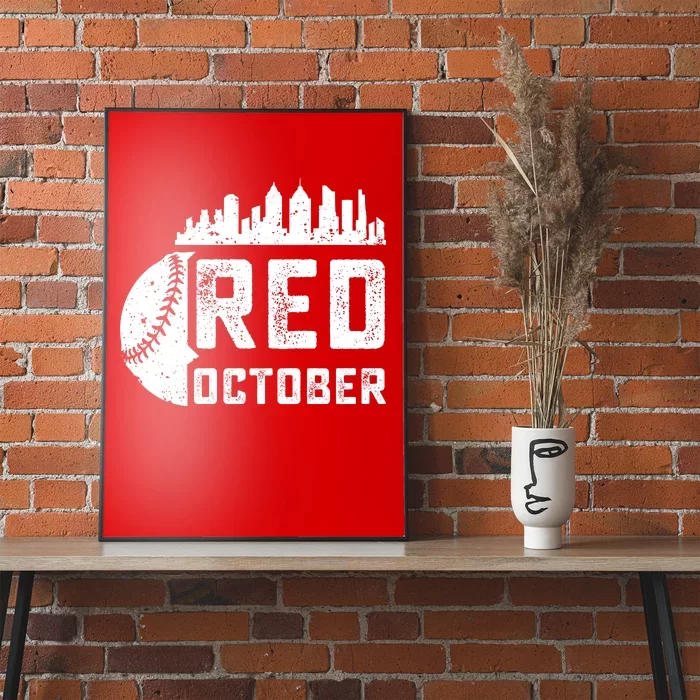 Vintage Red October Philadelphia Skyline Baseball Poster