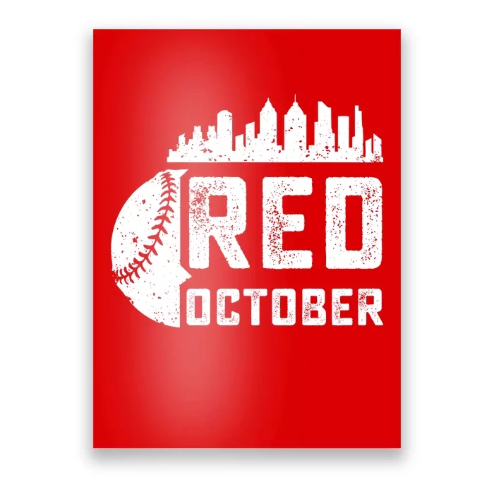 Vintage Red October Philadelphia Skyline Baseball Poster