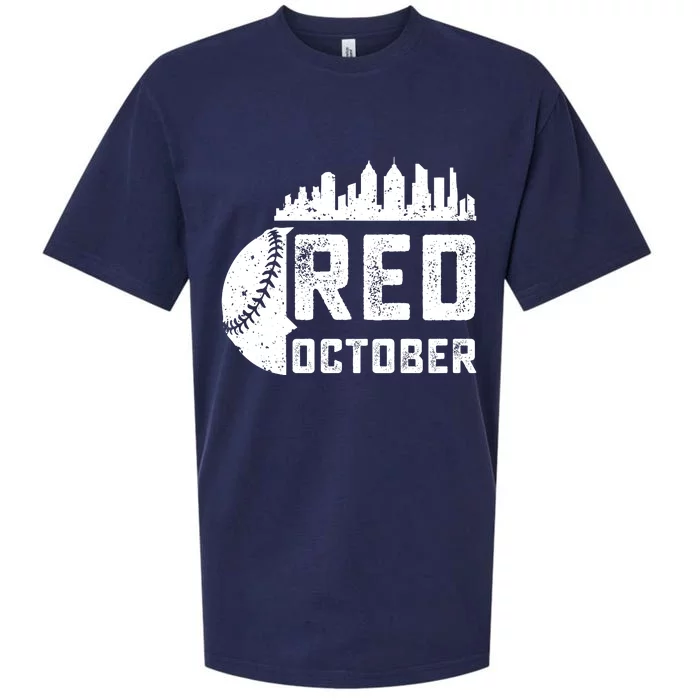 Vintage Red October Philadelphia Skyline Baseball Sueded Cloud Jersey T-Shirt