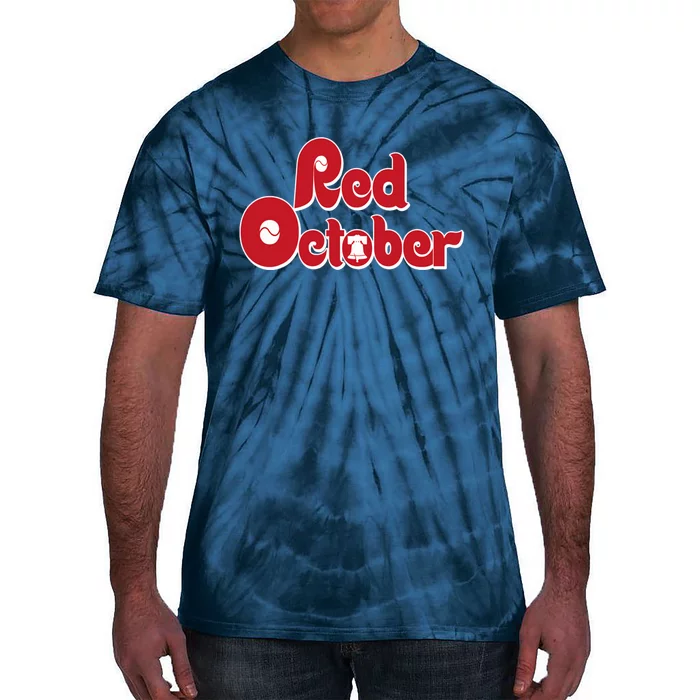 Vintage Red October Philadelphia Skyline Baseball Tie-Dye T-Shirt