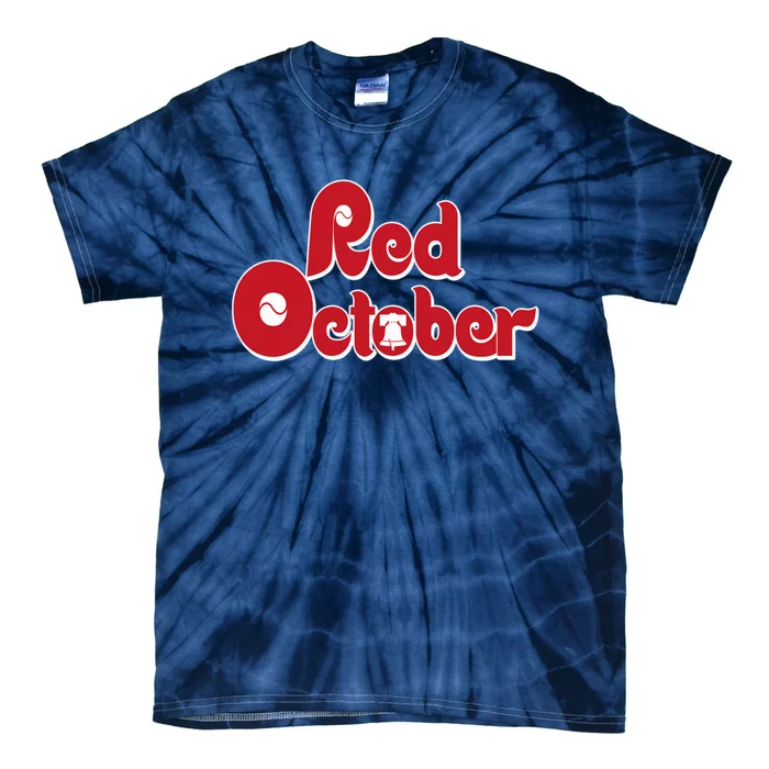 Vintage Red October Philadelphia Skyline Baseball Tie-Dye T-Shirt