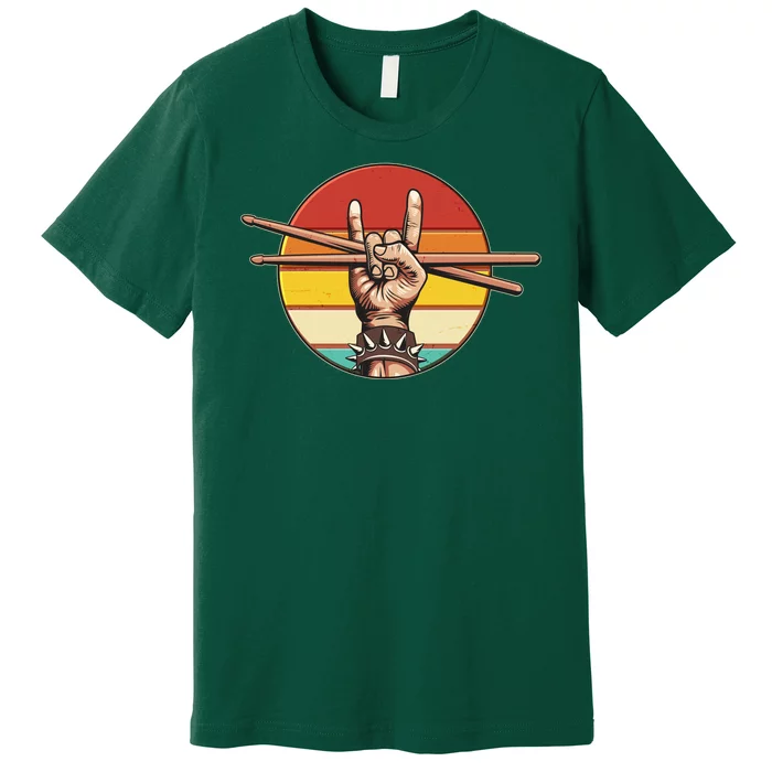 Vintage Rock One Drummer Drum Sticks Premium T-Shirt