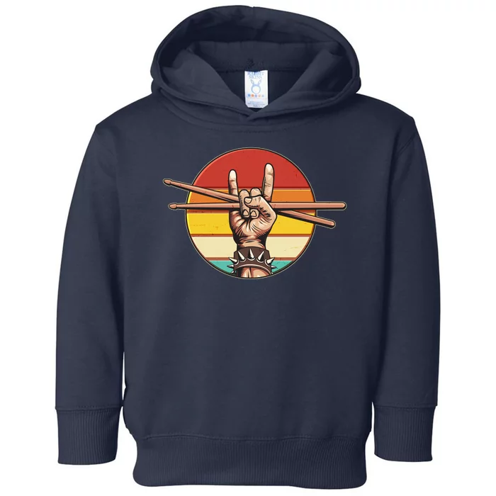 Vintage Rock One Drummer Drum Sticks Toddler Hoodie