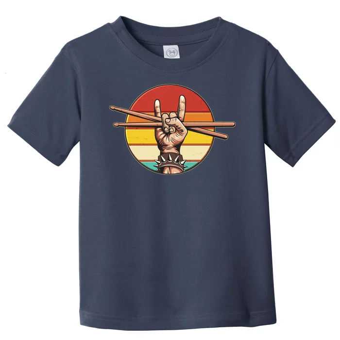 Vintage Rock One Drummer Drum Sticks Toddler T-Shirt