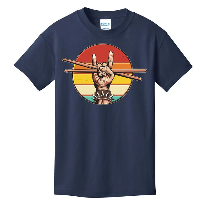 Vintage Rock One Drummer Drum Sticks Kids T-Shirt